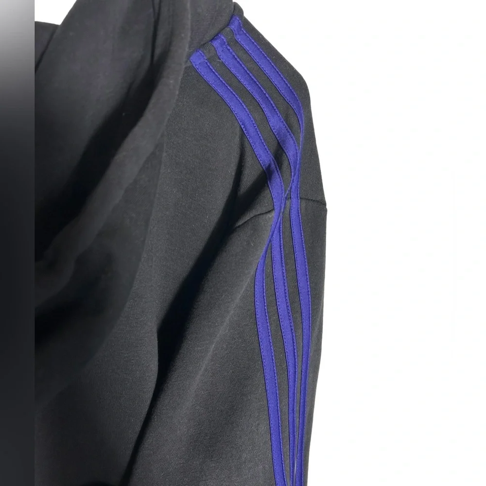 Adidas Black Zip-Up Hoodie with Purple Detail‎